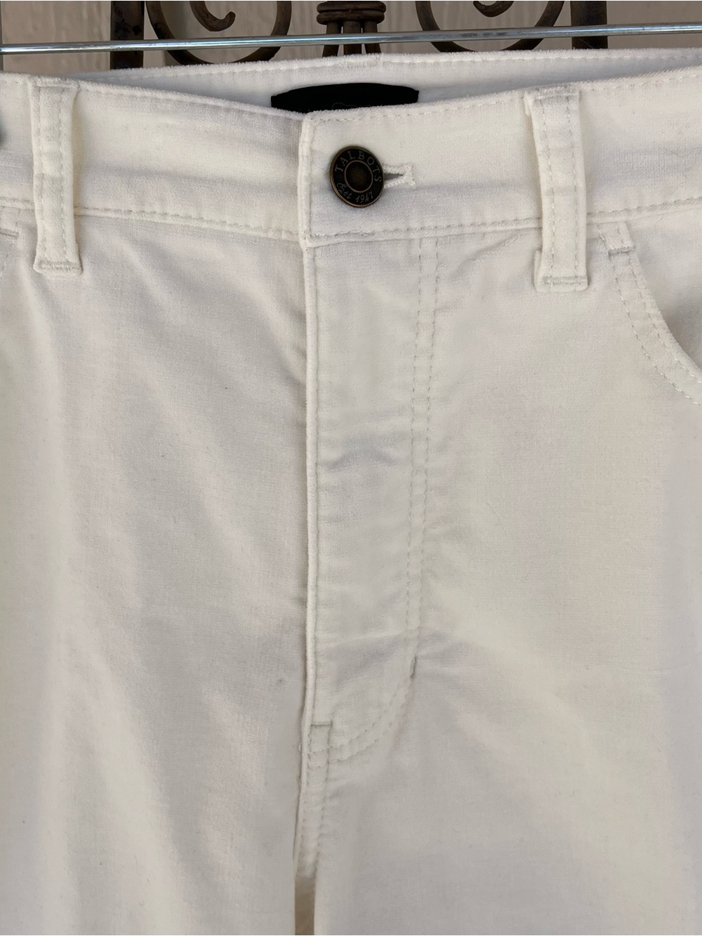 Talbots Pants White Velveteen Dressy Casual Straight Leg Classic Five Pocket W6 - Picture 5 of 6